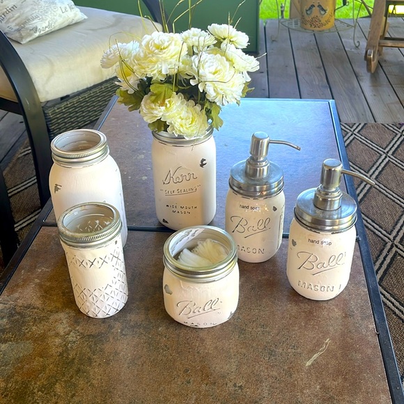 Decorative Farmhouse/Country/coastal / French decor Mason Jars set of 6 - Picture 1 of 11